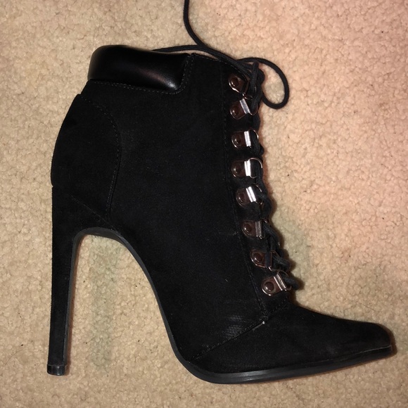 Forever 21 Faux suede lace up stiletto booties - Picture 5 of 8
